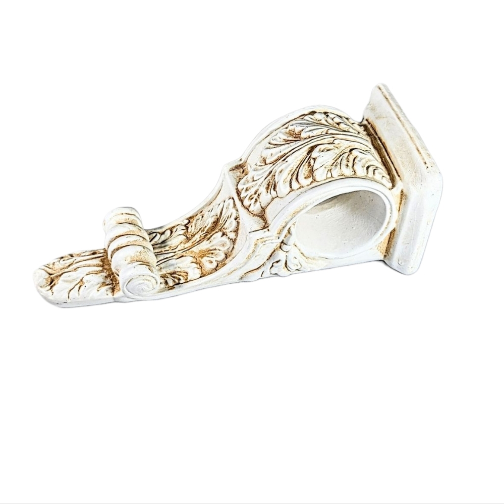 Vintage Wall Drapery Sconce Corbel Curtain Rod Swag Holder Bracket Antique White